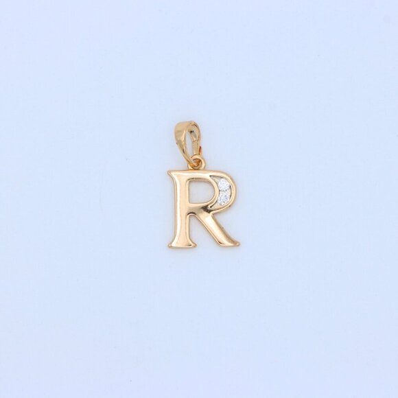 "Rose Gold Letter R Pendant with Crystal Accent – 18K Gold Plated, XPPT1367 - Picture 8 of 13
